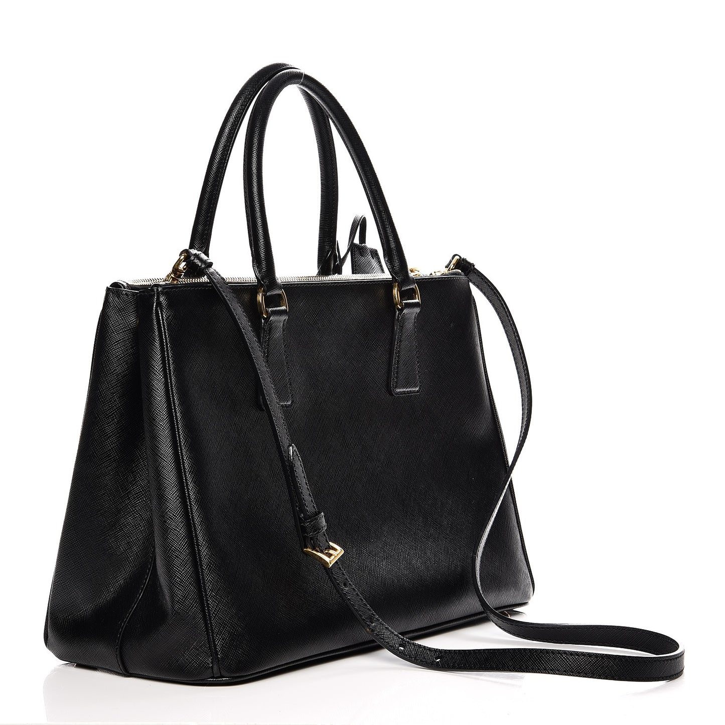 Saffiano Medium Galleria Double Zip Tote Black