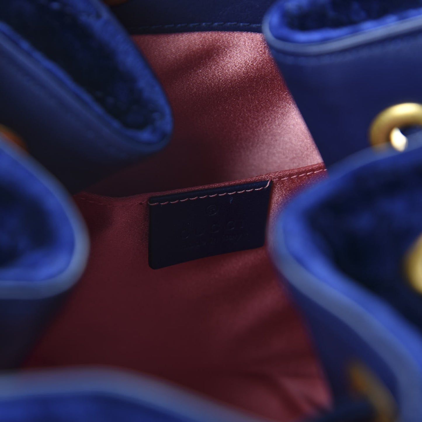 Velvet Matelasse GG Marmont Bucket Bag Cobalt Blue