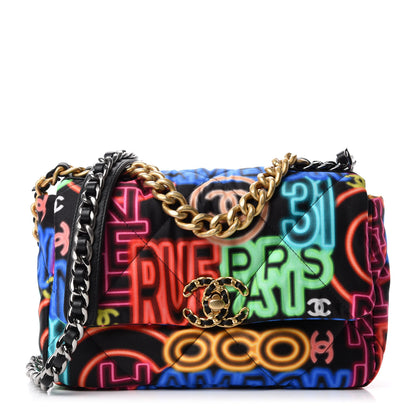 Chanel Fabric Printed Medium 19 Flap Black Multicolor 1 of 10