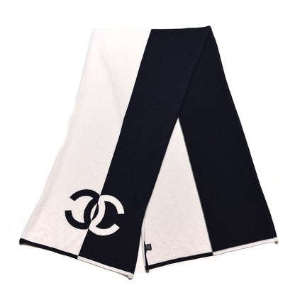 Chanel Cashmere CC Scarf Navy Ivory 3 of 7
