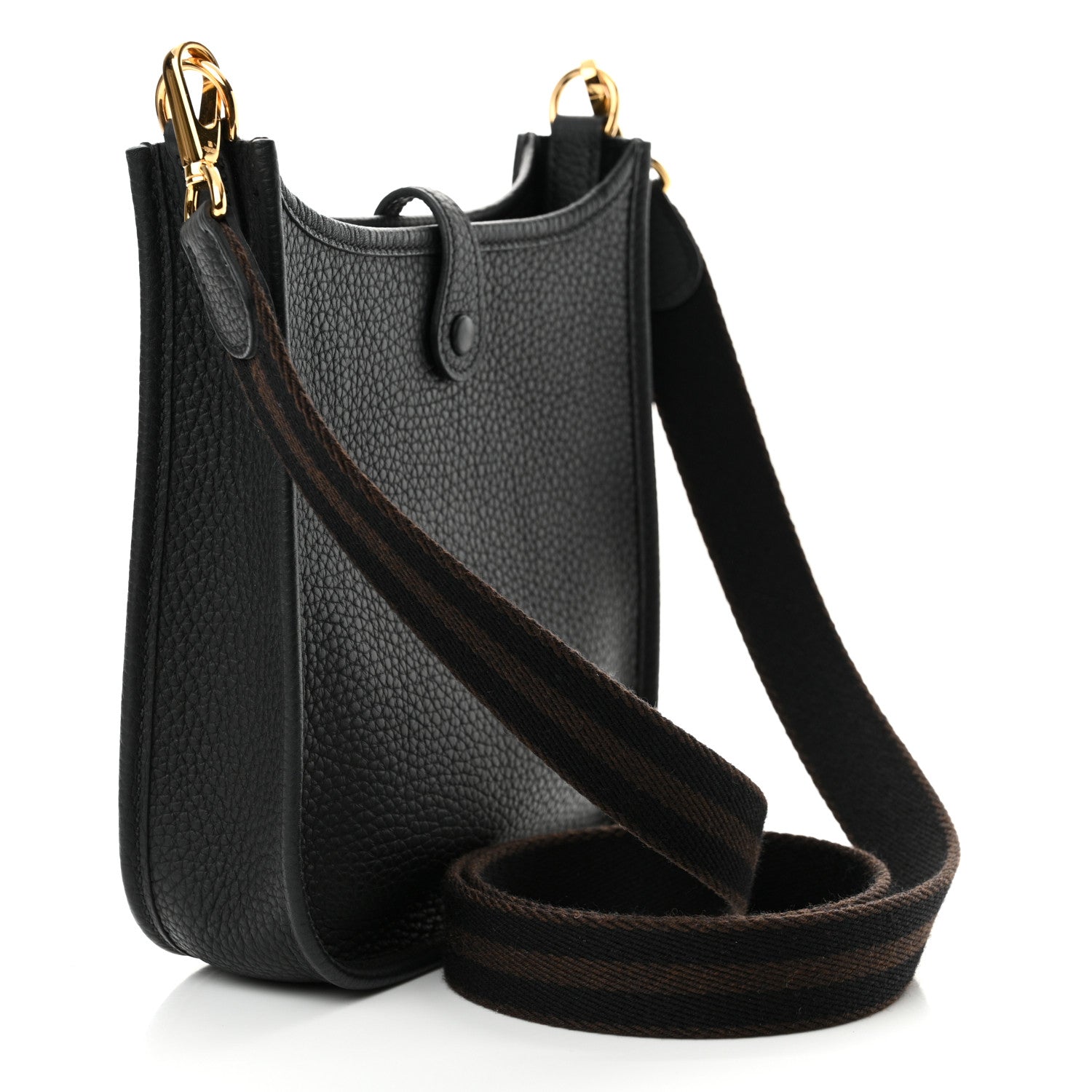 Hermes Taurillon Clemence Amazone Evelyne TPM Black Chocolate 3 of 14
