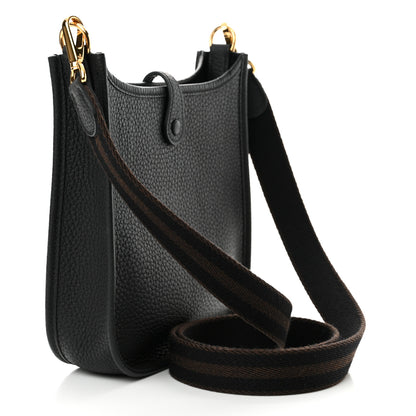 Hermes Taurillon Clemence Amazone Evelyne TPM Black Chocolate 3 of 14