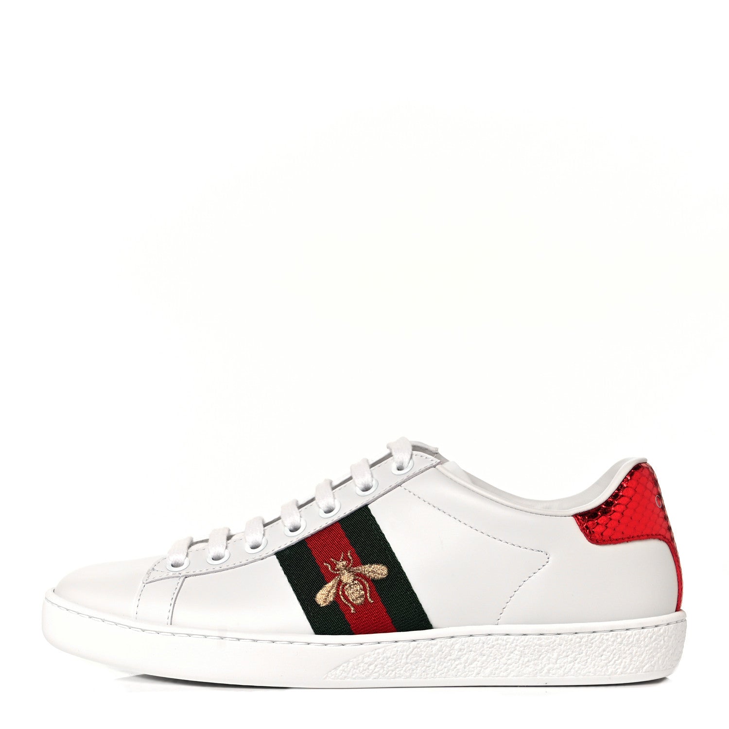 Gucci Calfskin Ayers Bee Embroidered Womens Ace Sneakers 36 White Green 1 of 10