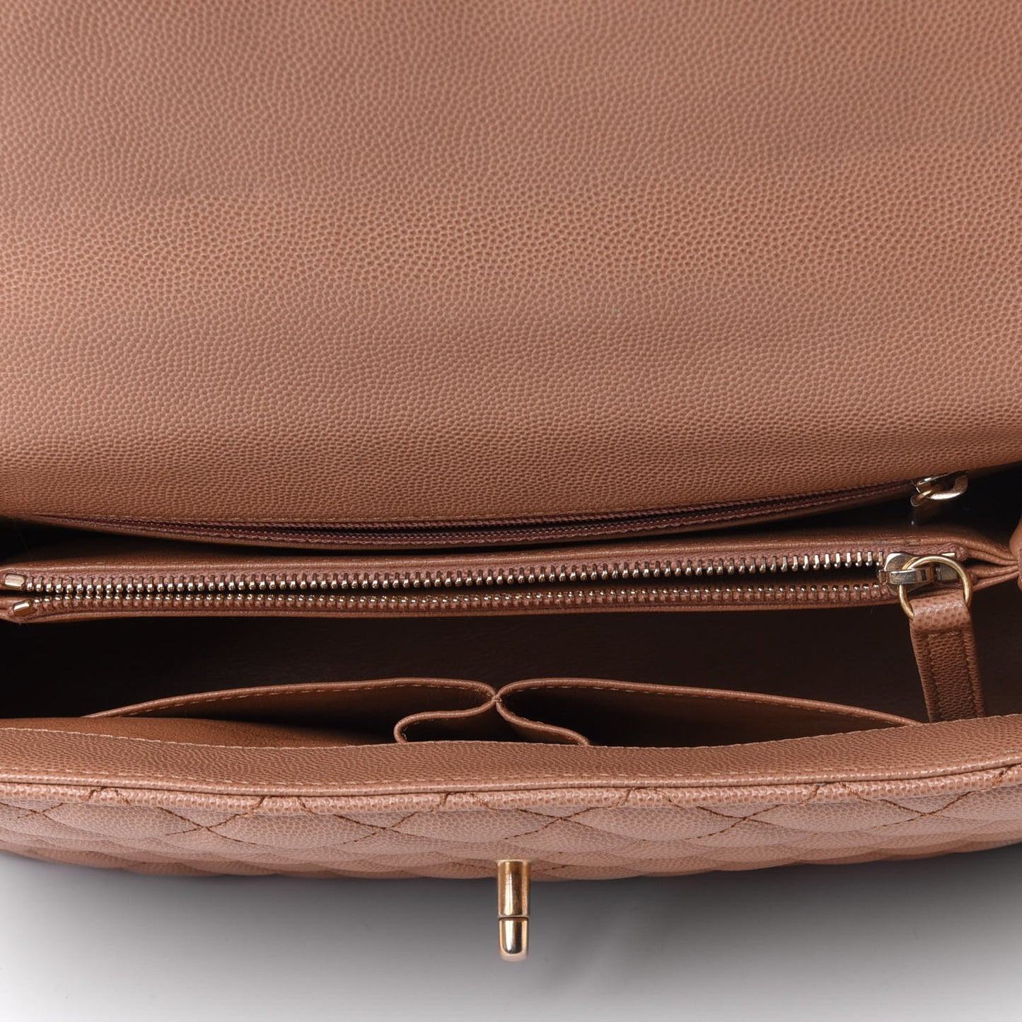 Caviar Lizard Quilted Medium Coco Handle Flap Beige