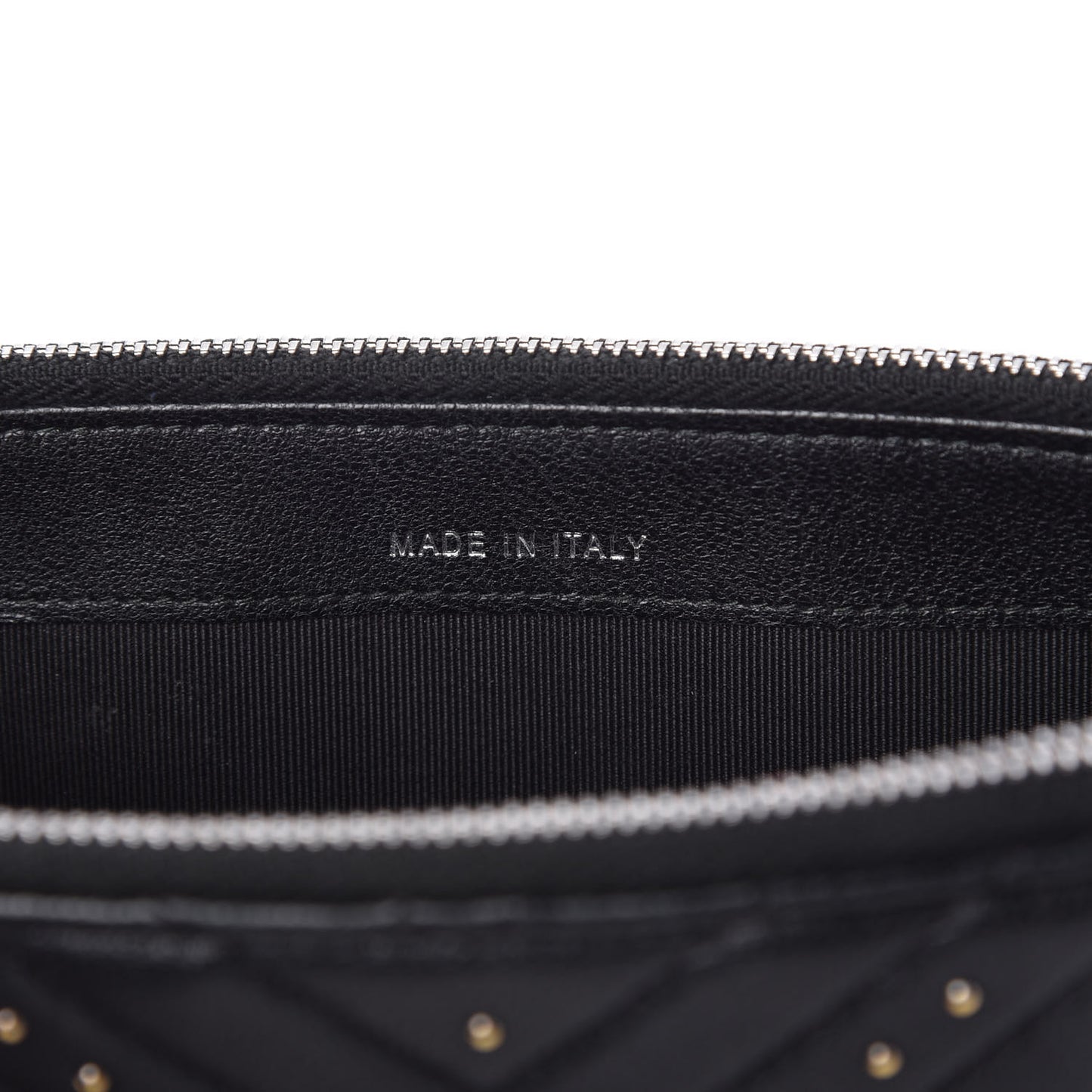 Sheepskin Chevron Quilted Studded Reissue Small Clutch With Chain Black