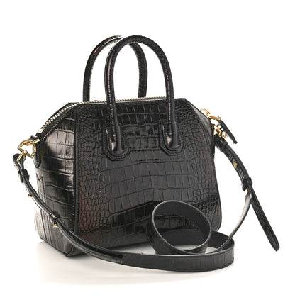 Givenchy Calfskin Crocodile Embossed Mini Antigona Black 3 of 8