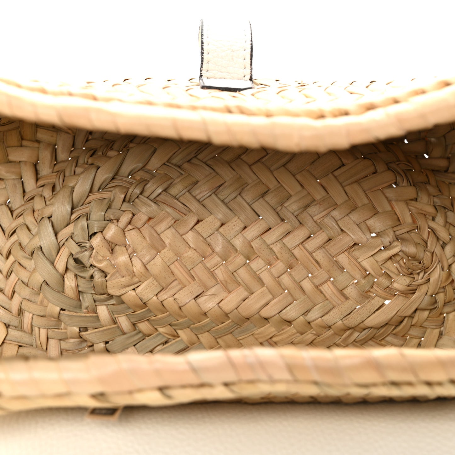 Raffia Calfskin Marcie Basket White