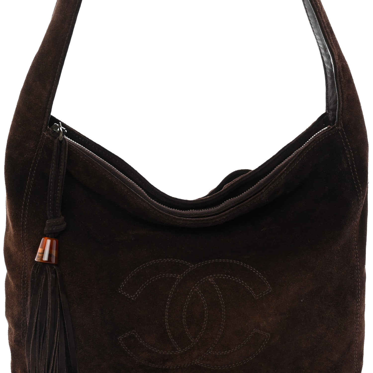Chanel Suede CC Tassel Messenger Bag Brown 8 of 10