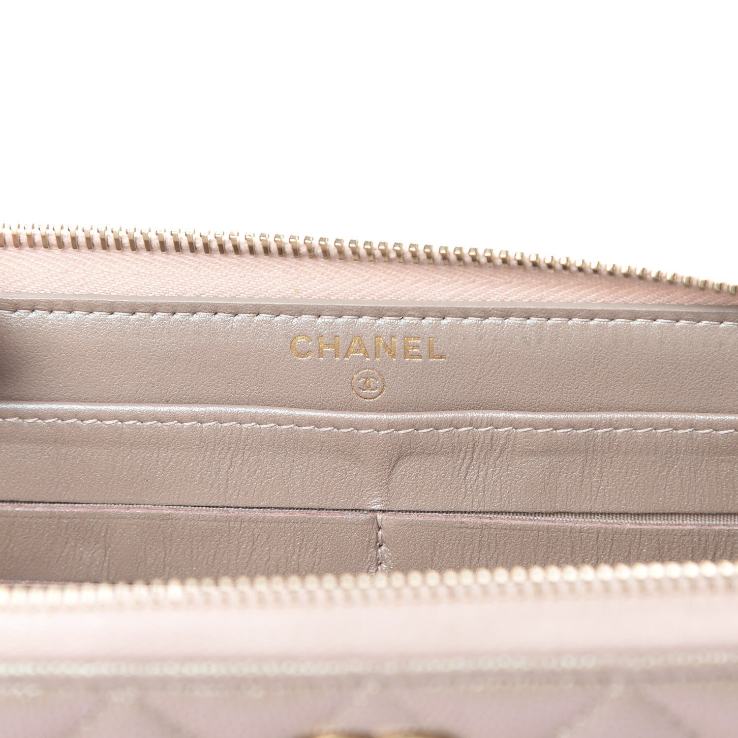 Chanel Iridescent Caviar Quilted Long Zip Around Wallet Beige 6 of 12
