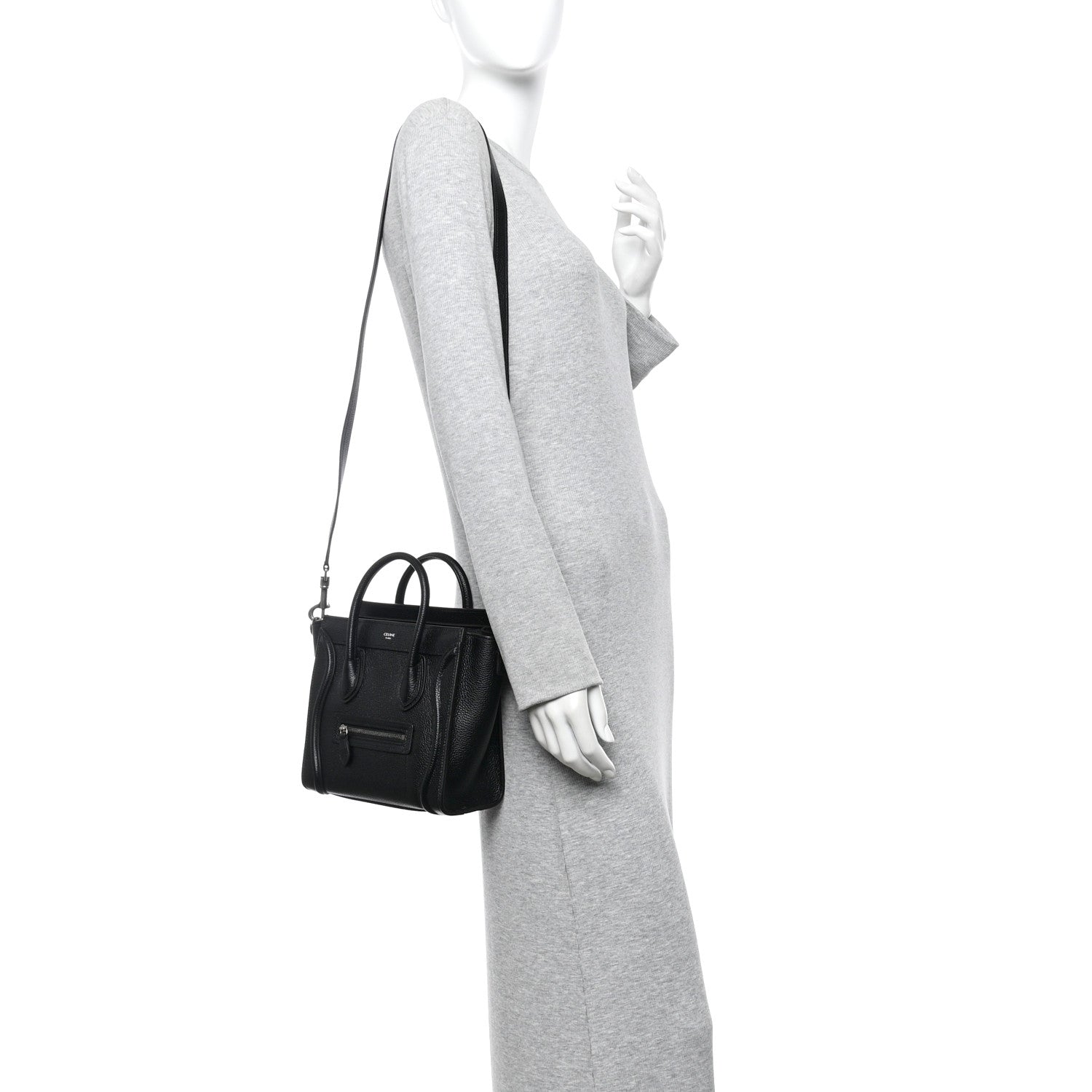 Celine Drummed Calfskin Nano Luggage Black 2 of 11