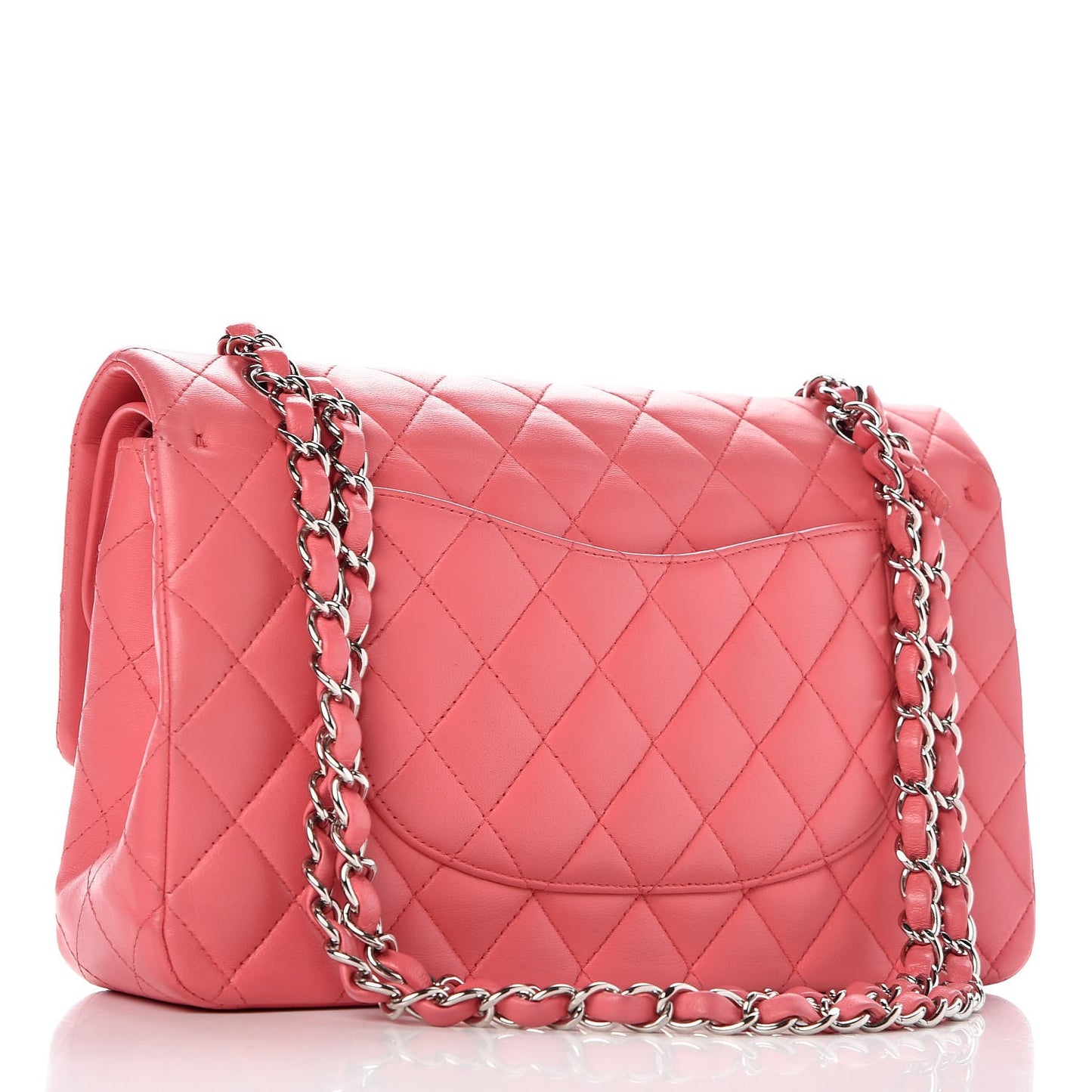 Lambskin Quilted Medium Double Flap Pink