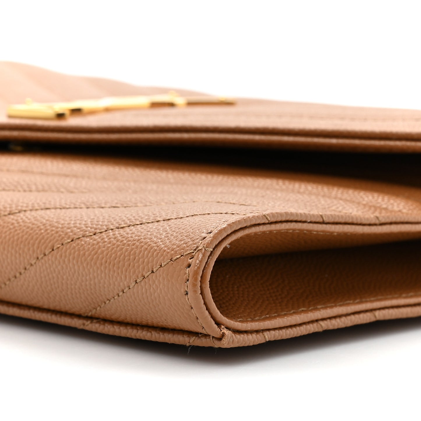 Grain De Poudre Matelasse Chevron Monogram Cassandre Flap Pouch Natural Dark