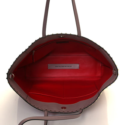 Valentino Garavani X UNDERCOVER Calfskin Print Rockstud Shoulder Tote Poudre 5 of 15