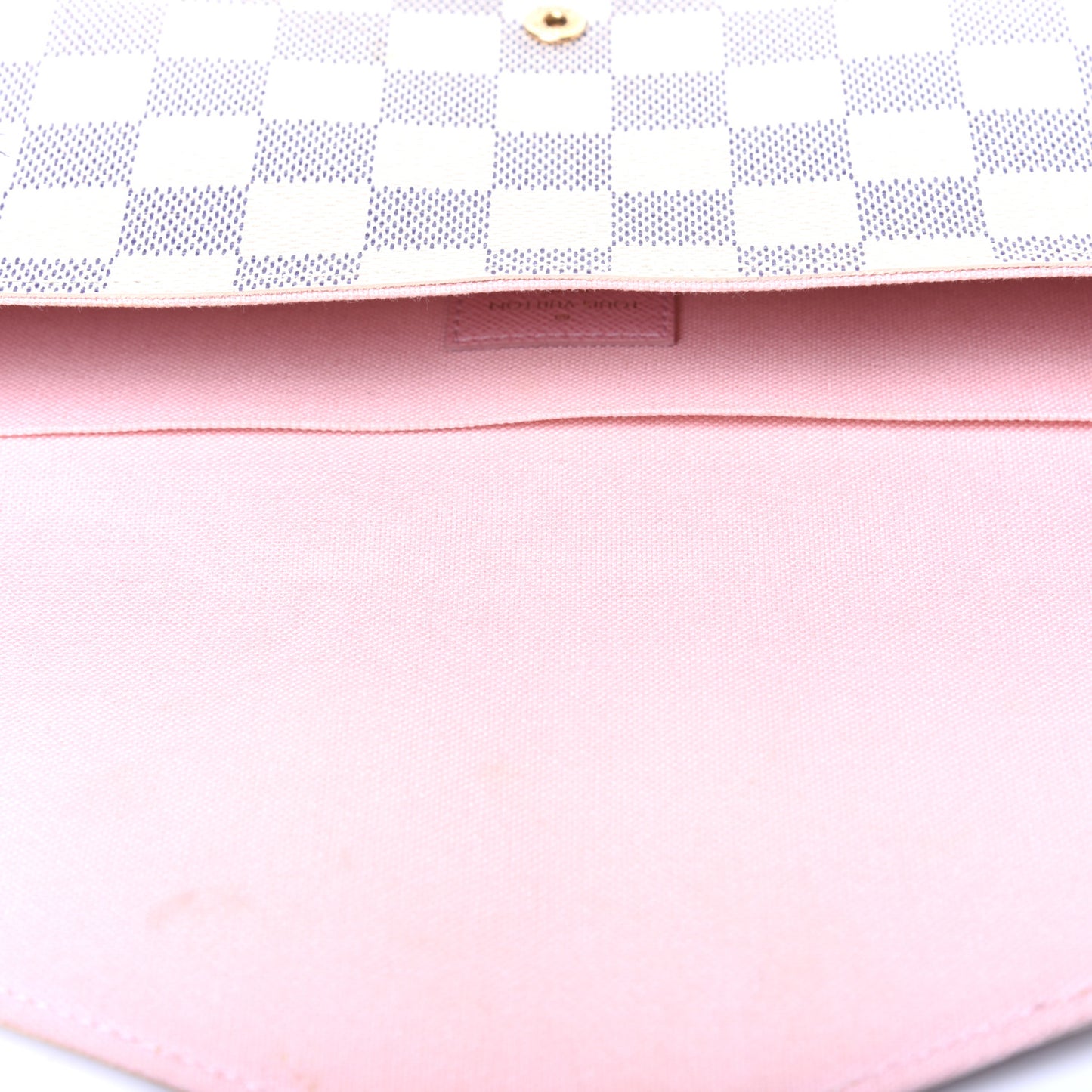 Damier Azur Pochette Felicie Chain Wallet Rose Ballerine
