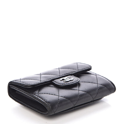 Chanel Lambskin Quilted Flap Card Holder Wallet Black 4 of 9