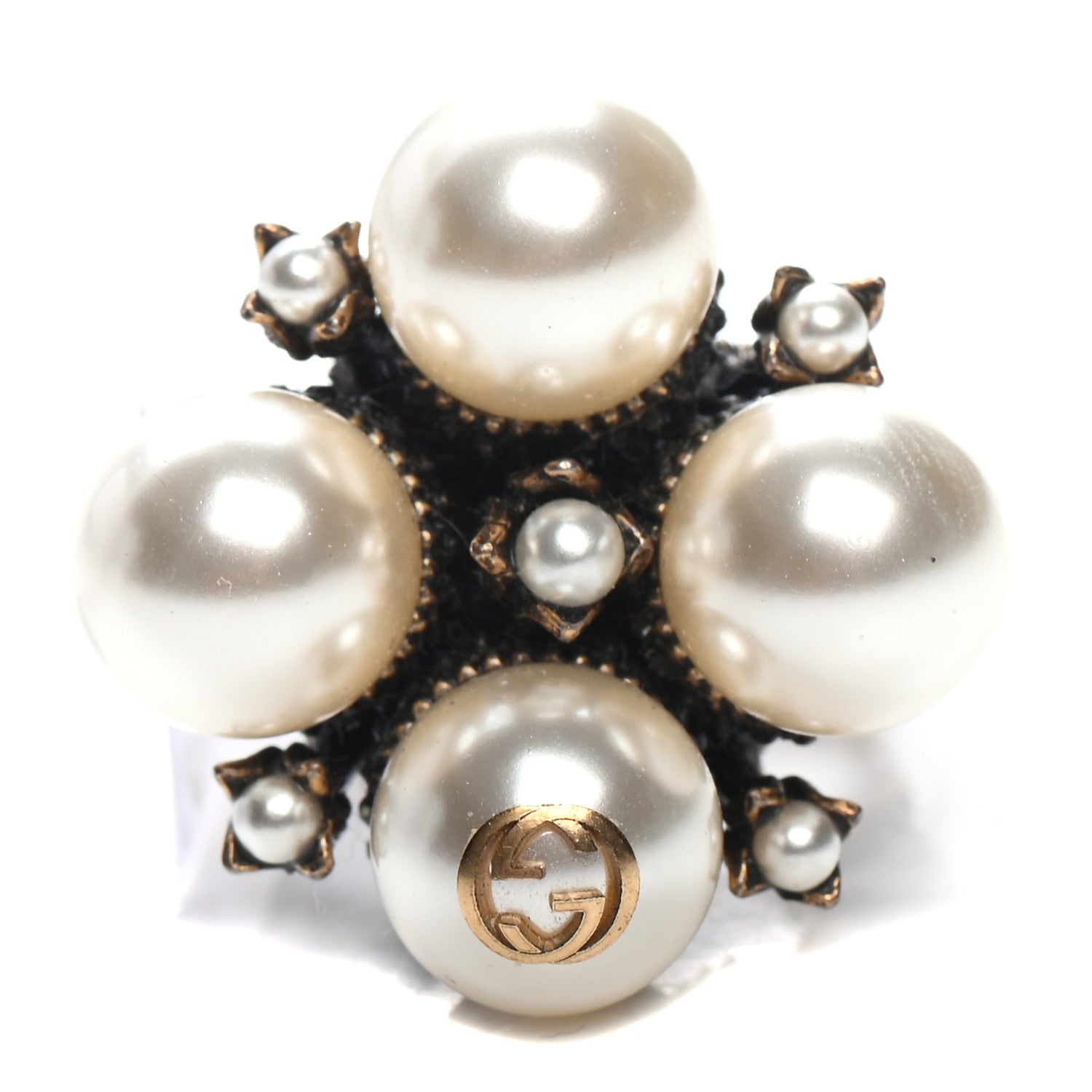 Gucci Metal Pearl Ring 5 Aged Gold 1 of 6