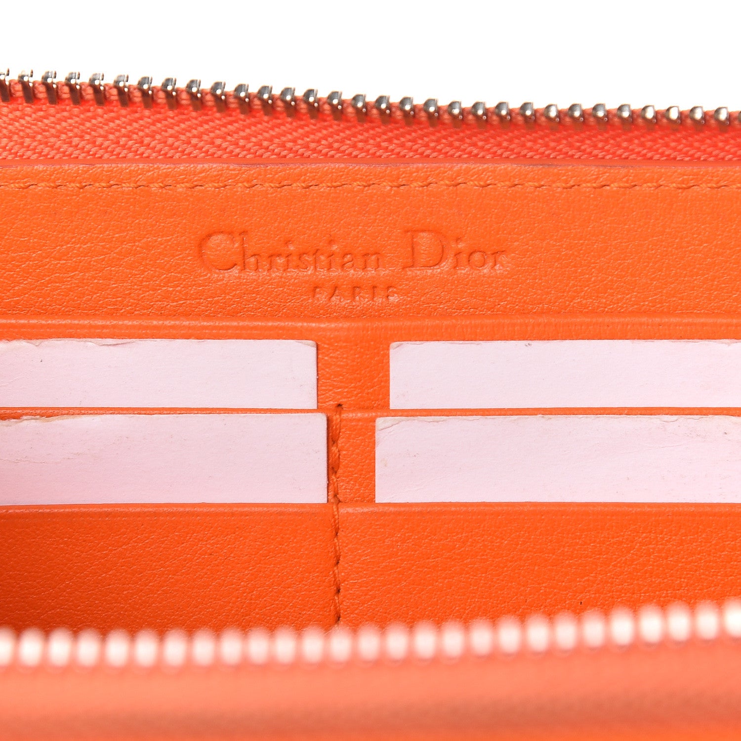 Christian Dior Patent Cannage Zip Around Wallet Orange 6 of 12