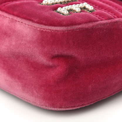 Gucci Velvet Matelasse Blind for Love Embroidered Medium GG Marmont Shoulder Bag Light Raspberry Rose Multicolor 10 of 10