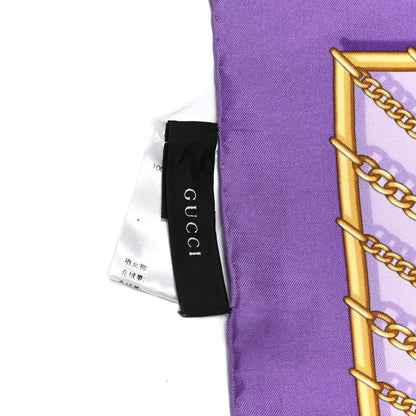Gucci Silk Twill Cerissa Square Scarf Purple Yellow 3 of 4