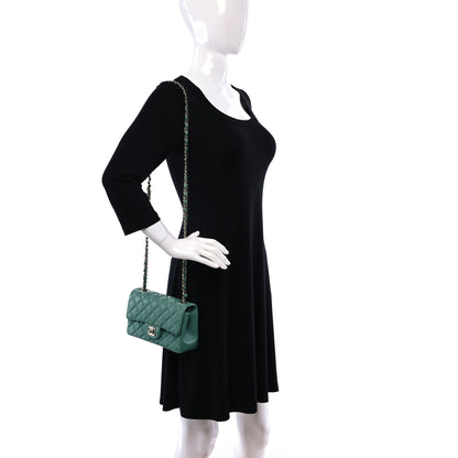 Chanel Lambskin Quilted Mini Rectangular Flap Dark Green 2 of 10