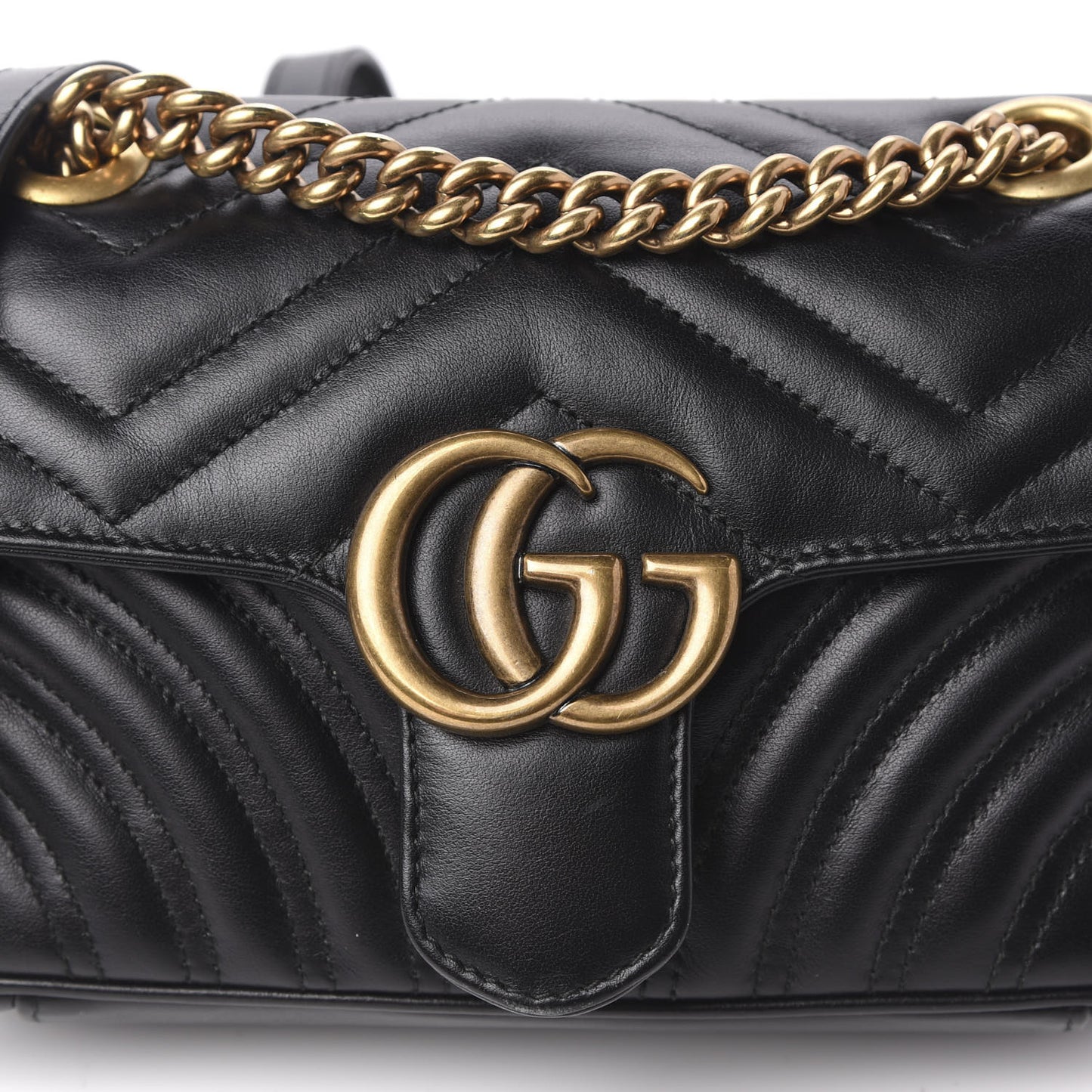 Calfskin Matelasse Mini GG Marmont Shoulder Bag Black
