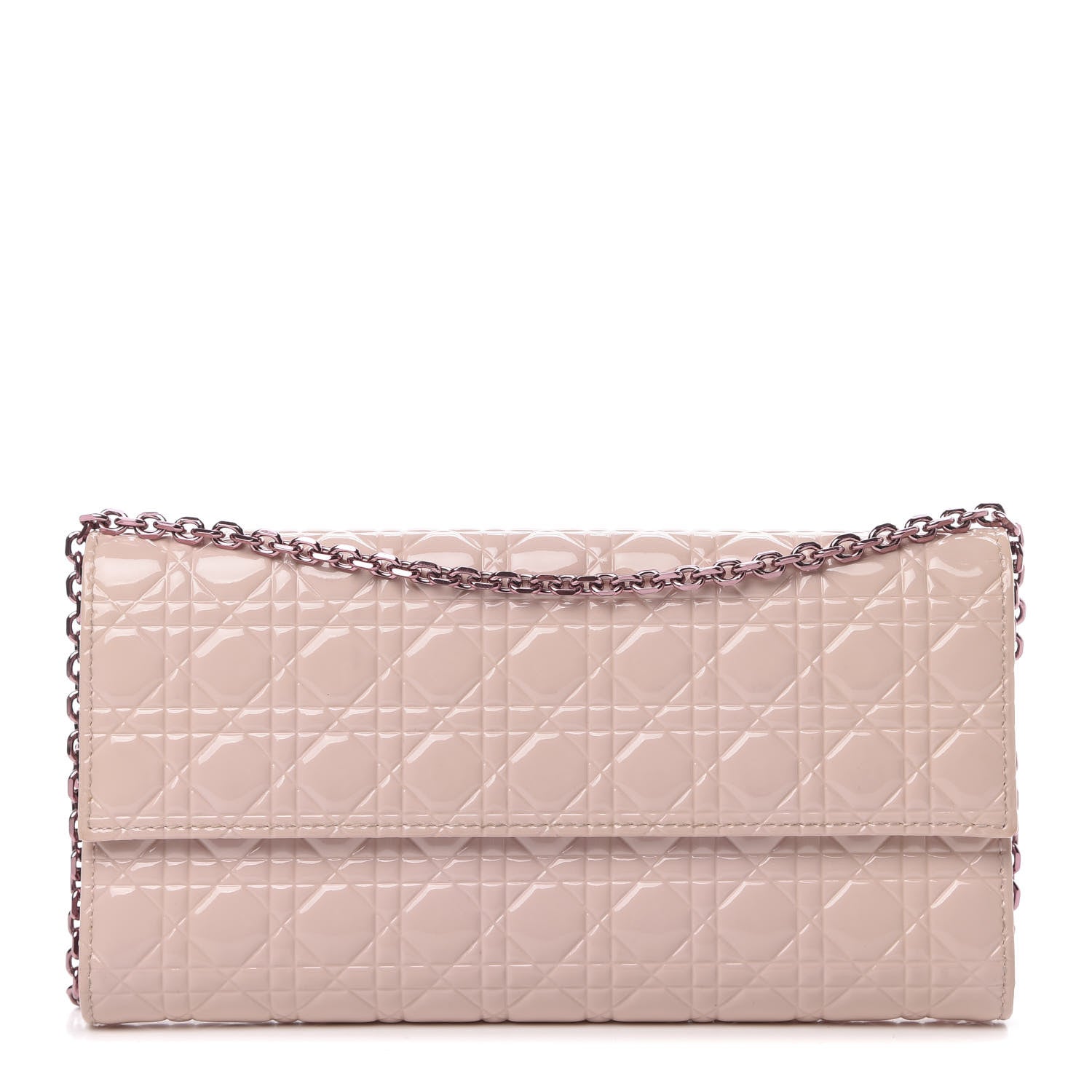 Christian Dior Patent Cannage Rendezvous Chain Wallet Pink 1 of 13