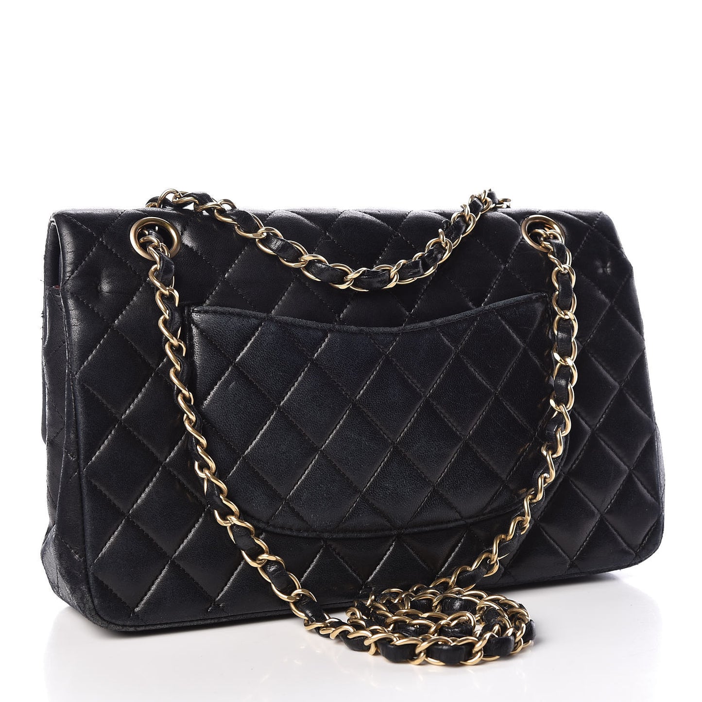 Lambskin Quilted Medium Double Flap Black