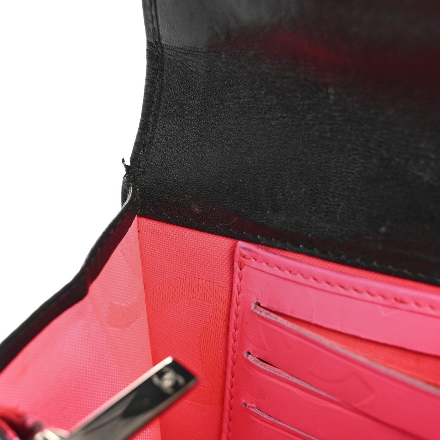 Calfskin Quilted Cambon Flap Wallet Black White