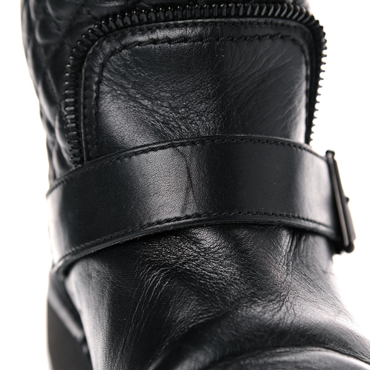 Chanel Calfskin Quilted Biker Boots 40.5 Black 9 of 12