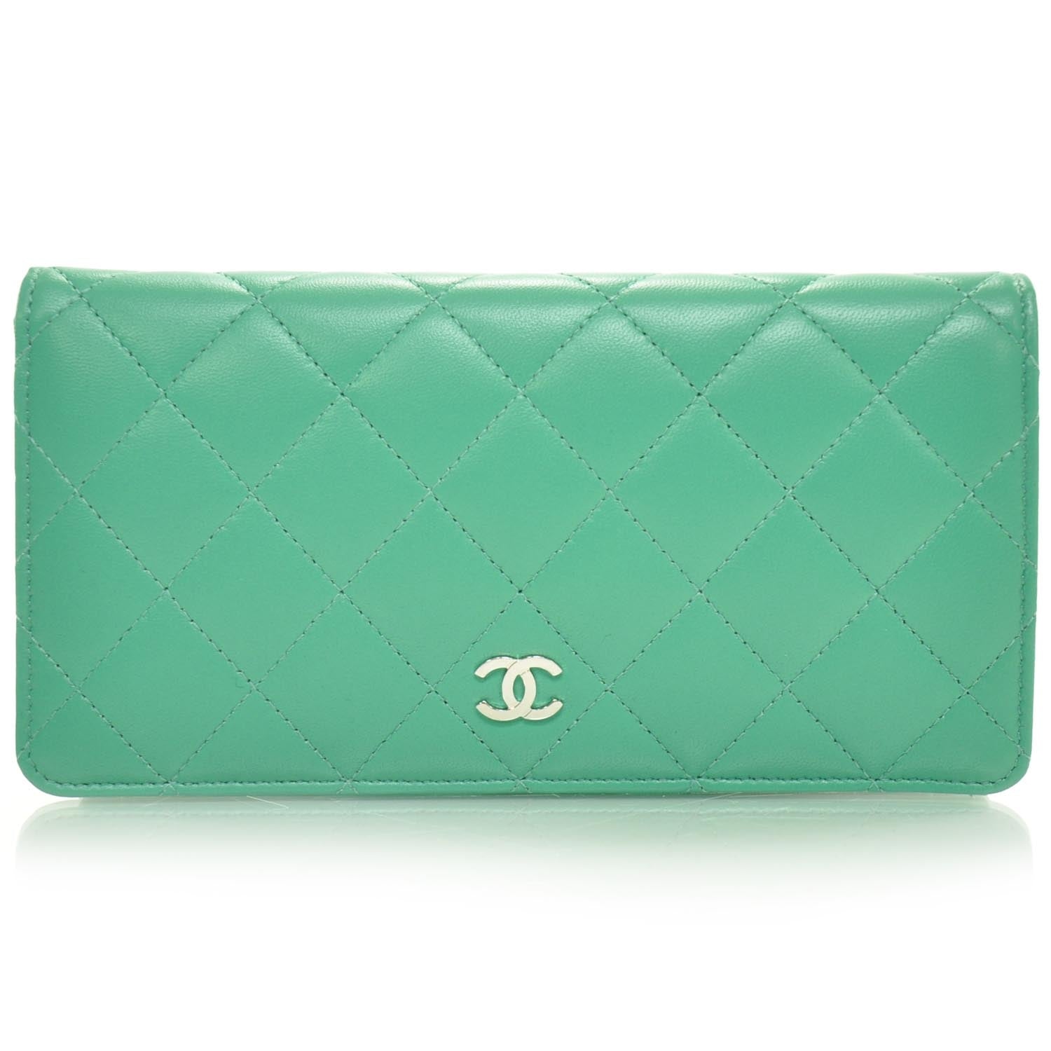 Chanel Calfskin Quilted Large Yen Wallet Menthe Green 1 of 10