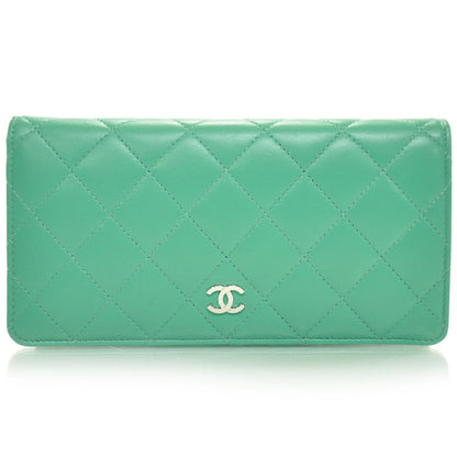 Chanel Calfskin Quilted Large Yen Wallet Menthe Green 1 of 10