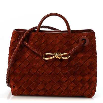 Bottega Veneta Suede Intrecciato Small Andiamo Shoulder Bag Rust 1 of 9