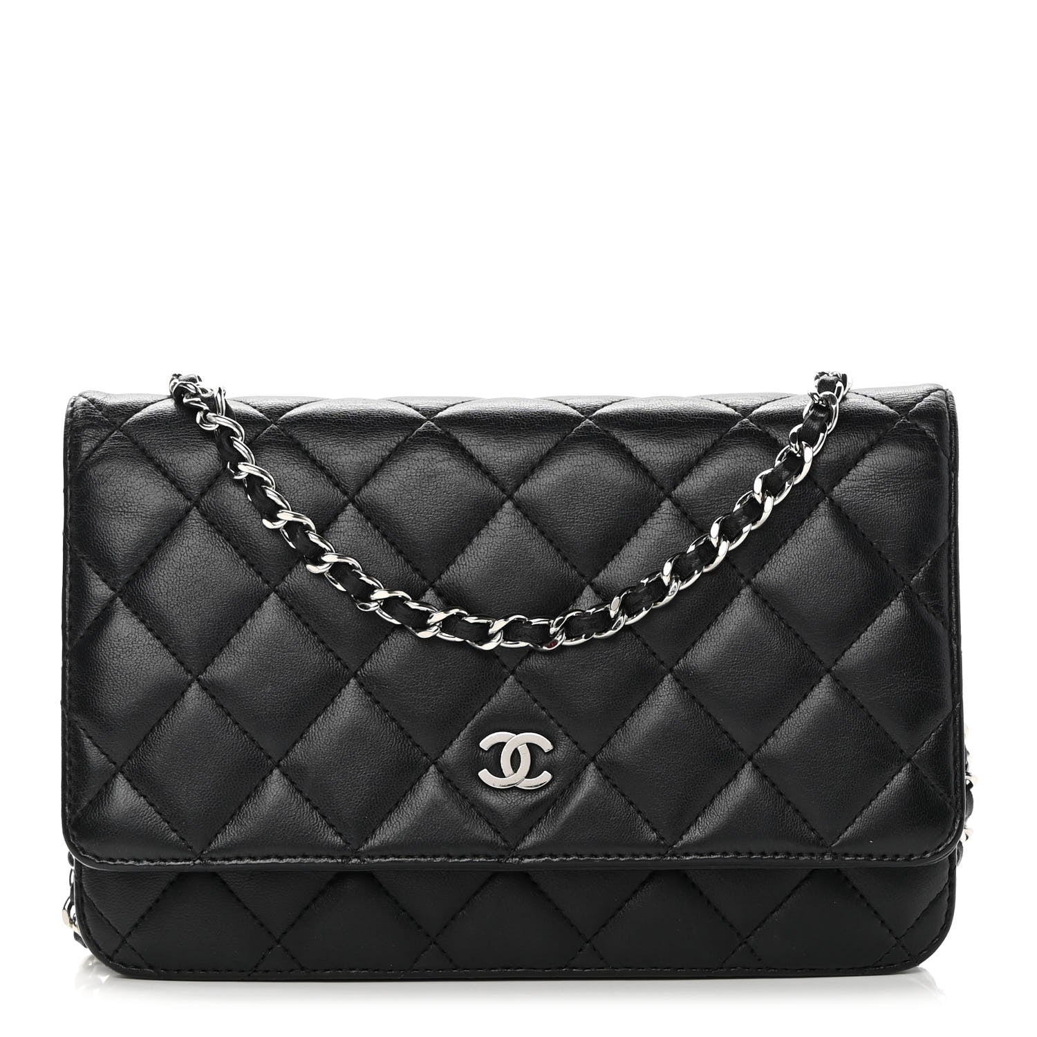 Chanel Lambskin Quilted Wallet On Chain WOC Black 1 of 14