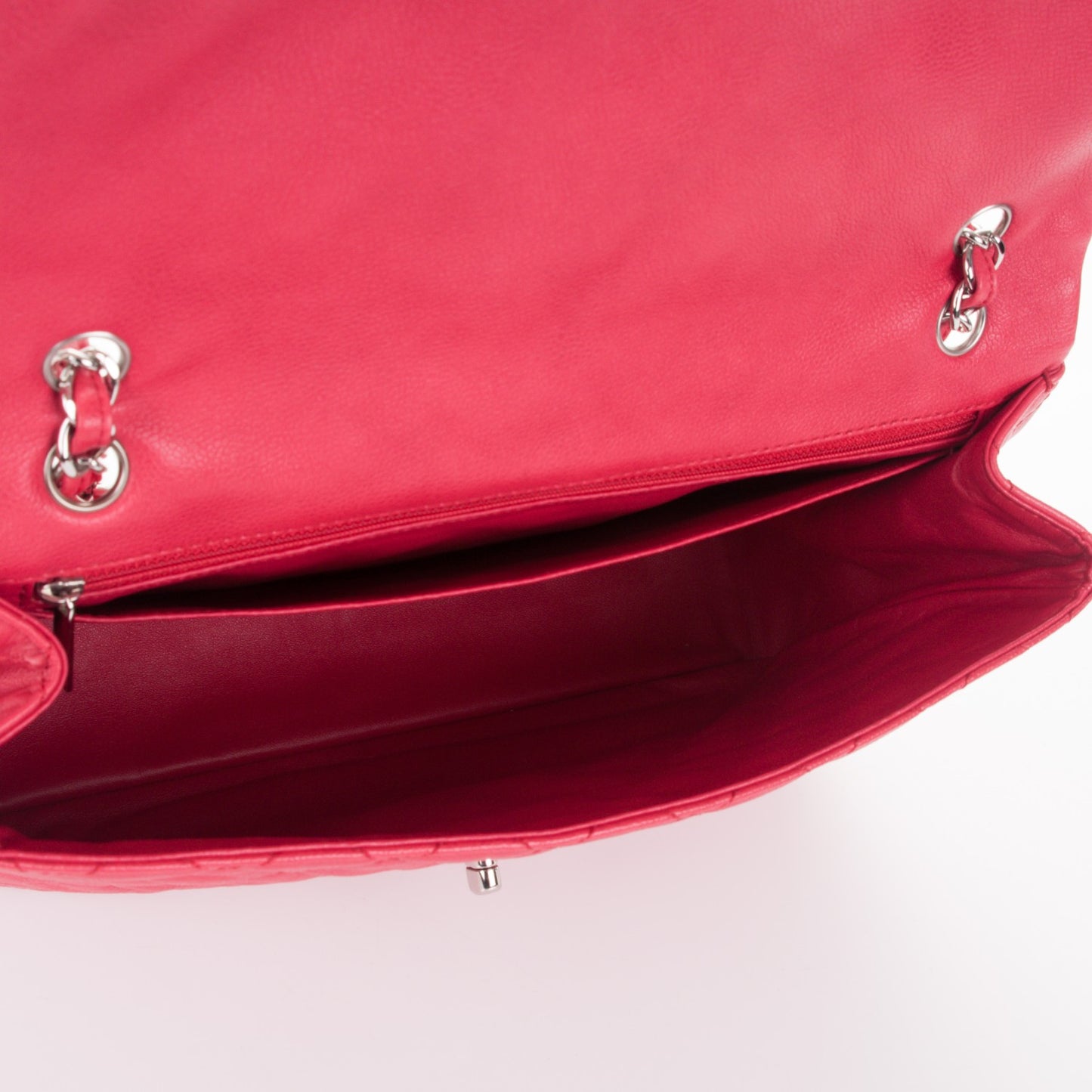 Washed Caviar Quilted Maxi Single Flap Fuchsia