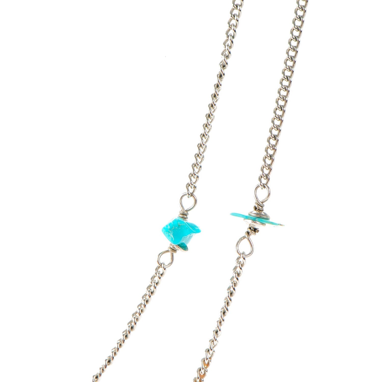 Chanel Turquoise CC Long Chain Necklace Silver 3 of 7