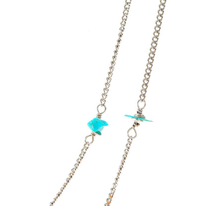 Chanel Turquoise CC Long Chain Necklace Silver 3 of 7