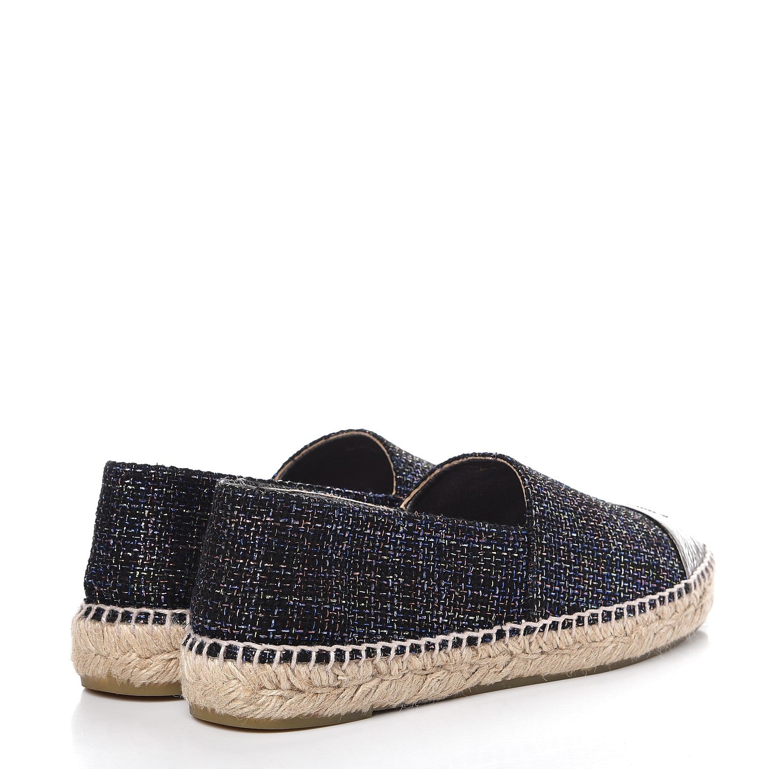 Chanel Tweed Patent Goatskin CC Espadrilles 40 Black 4 of 10