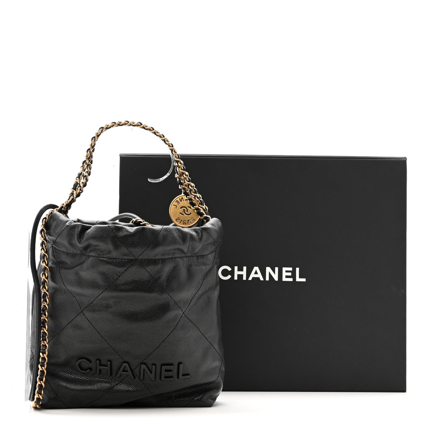 Shiny Calfskin Quilted Mini Chanel 22 So Black