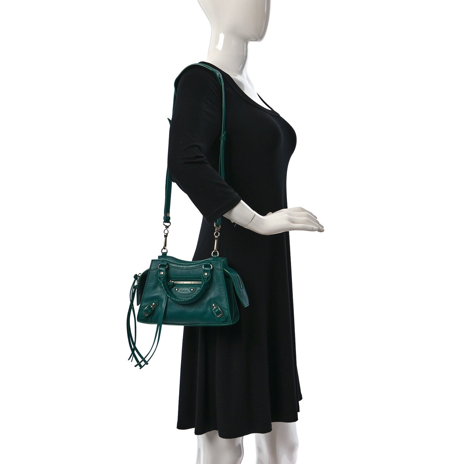 Balenciaga Grained Calfskin Neo Classic Silver Hardware Mini City Jade 2 of 14