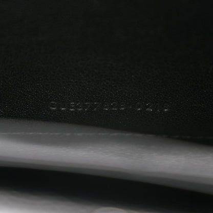 Saint Laurent Grain De Poudre Matelasse Chevron Bi-Color Monogram Chain Wallet White Black 7 of 11