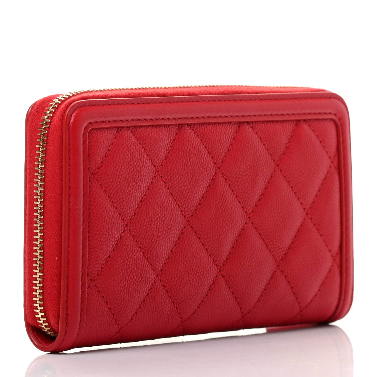 Chanel Caviar Quilted Medium Filigree Zip Around Wallet Dark Red 3 of 9
