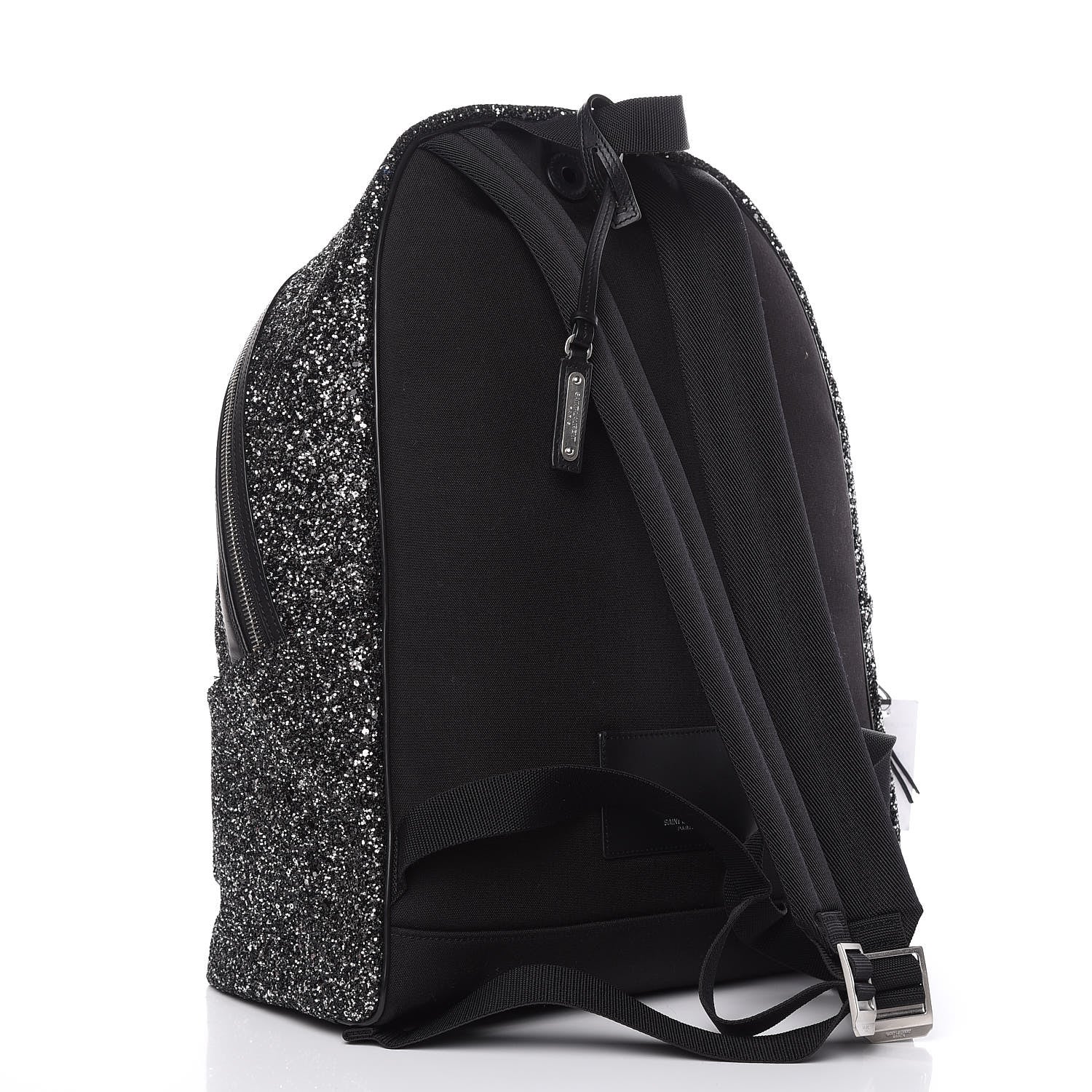 Saint Laurent Glitter Canvas City Backpack Gun Metal 6 of 14