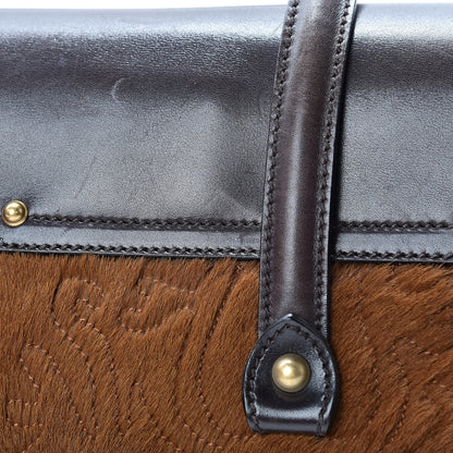 Gucci Calf Hair Calfskin Bamboo Bullet Satchel Brown 19 of 21