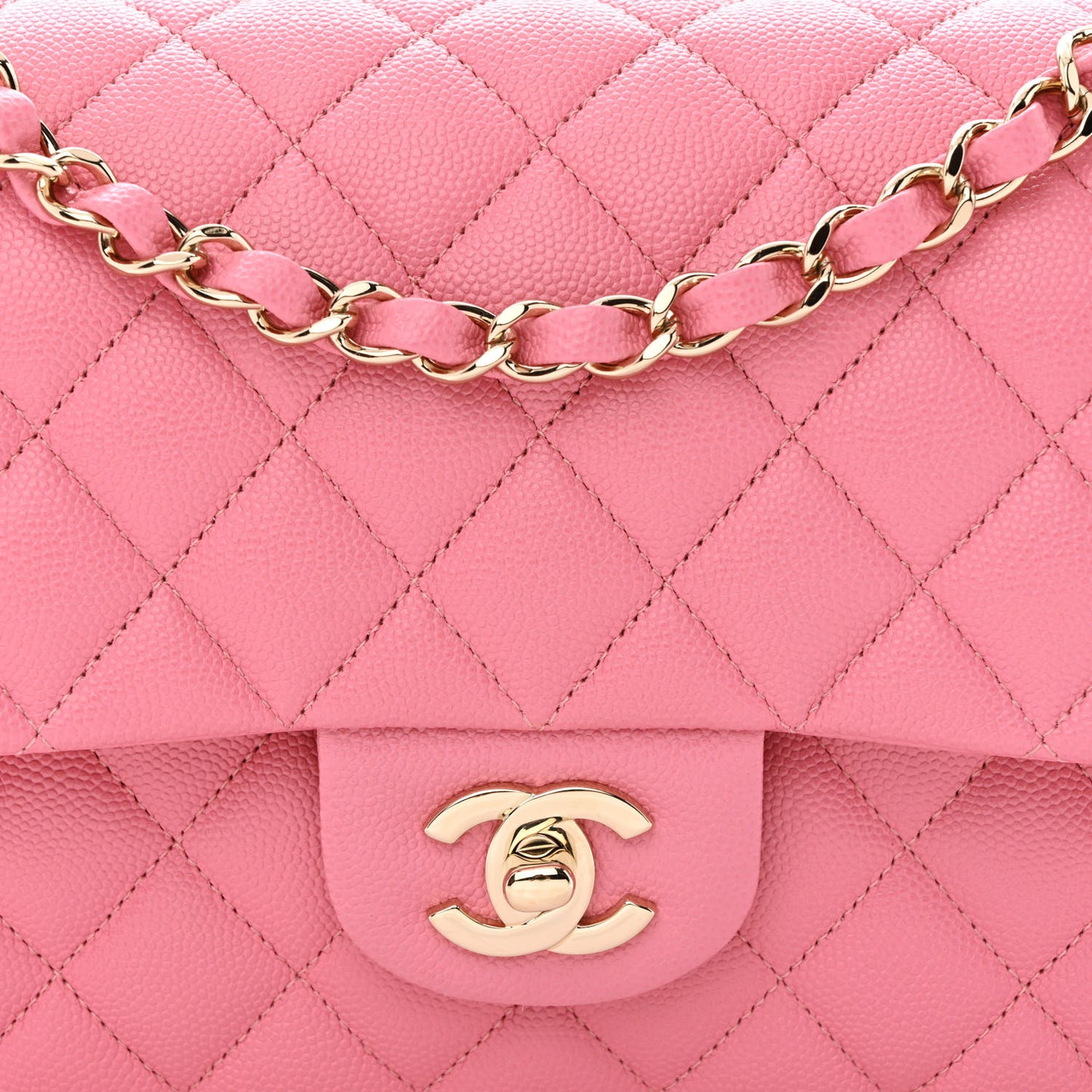 Caviar Quilted Medium Double Flap Pink