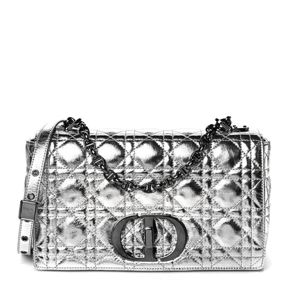 Christian Dior Metallic Calfskin Cannage Medium Caro Bag Argent 1 of 9