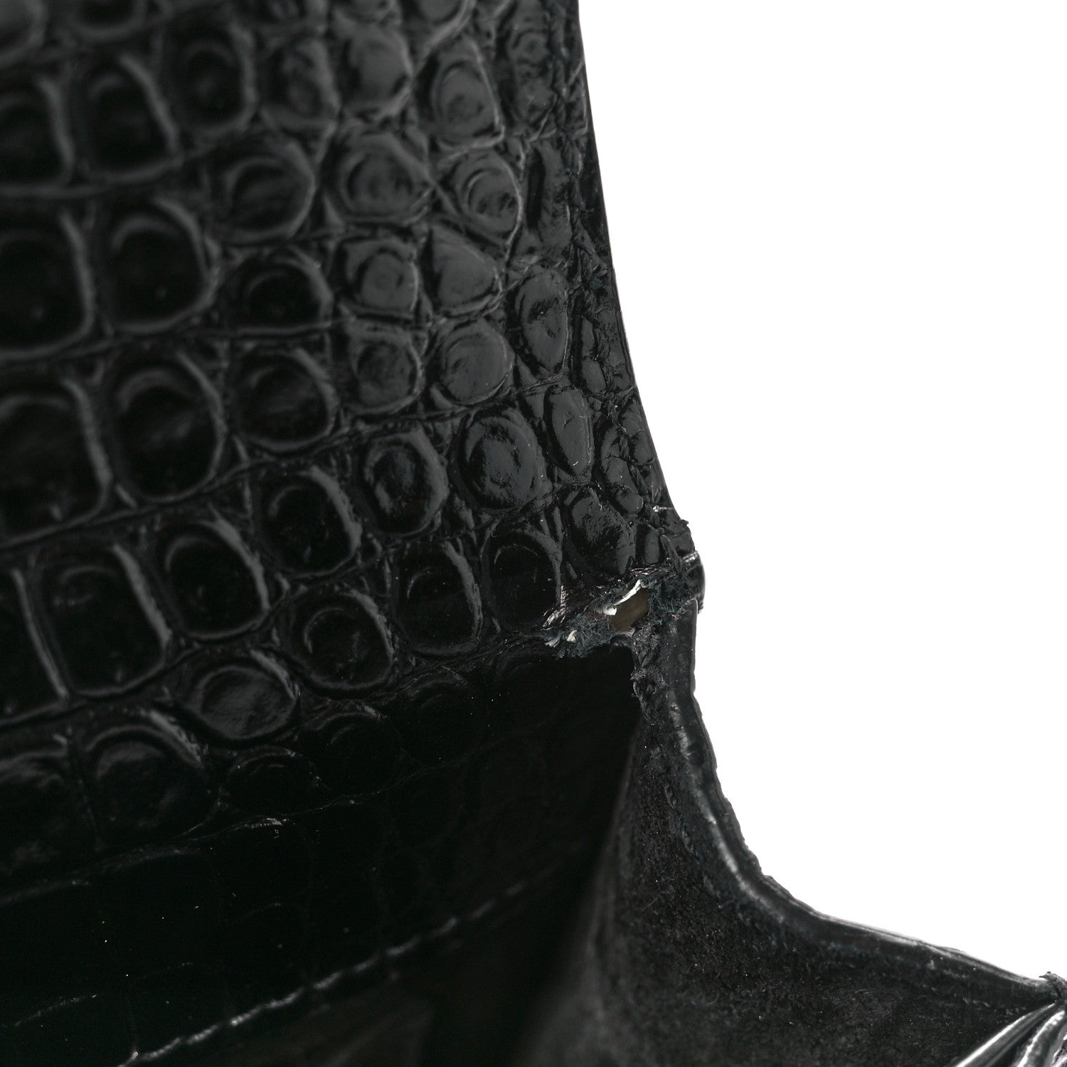 Saint Laurent Calfskin Crocodile Embossed Medium Monogram Sunset Black 15 of 16