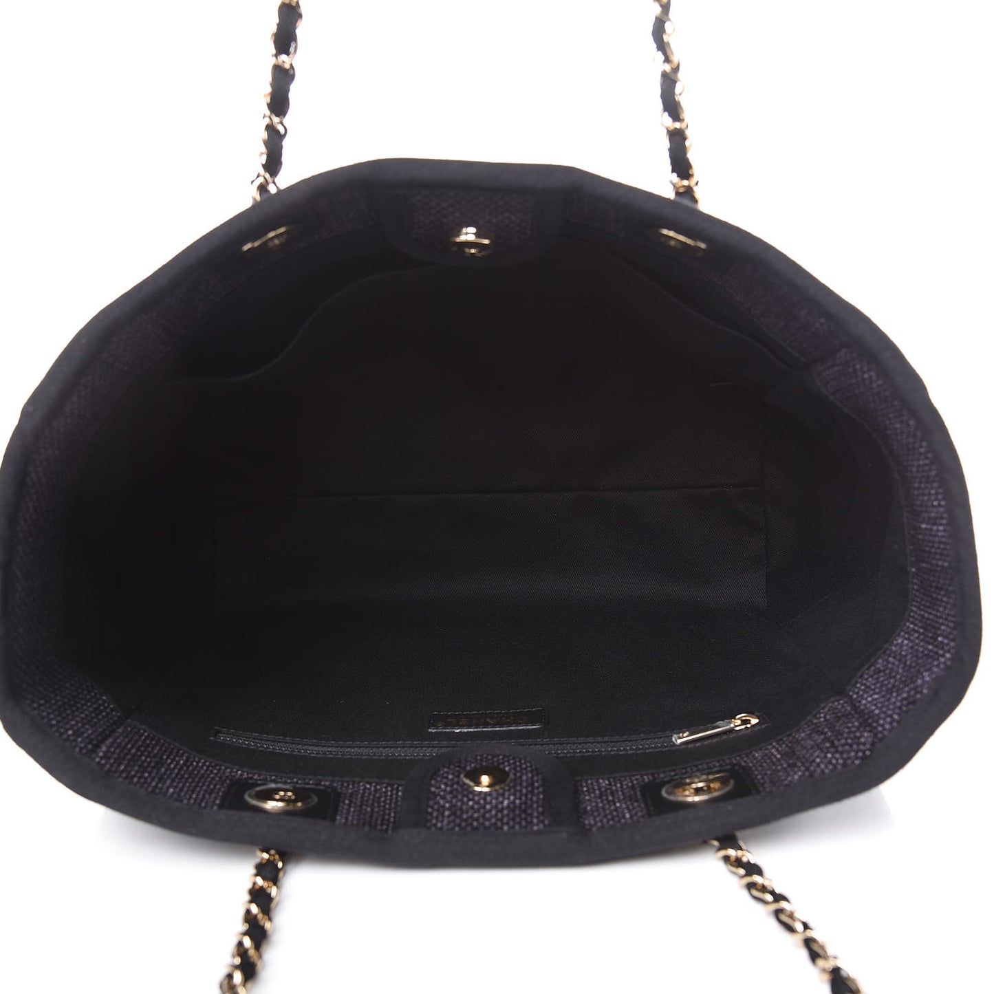 Woven Straw Raffia Small Deauville Tote Black