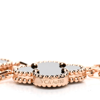 Van Cleef & Arpels VAN CLEEF & ARPELS 18K Rose Gold Black Onyx 5 Motifs Vintage Alhambra Bracelet 4 of 5