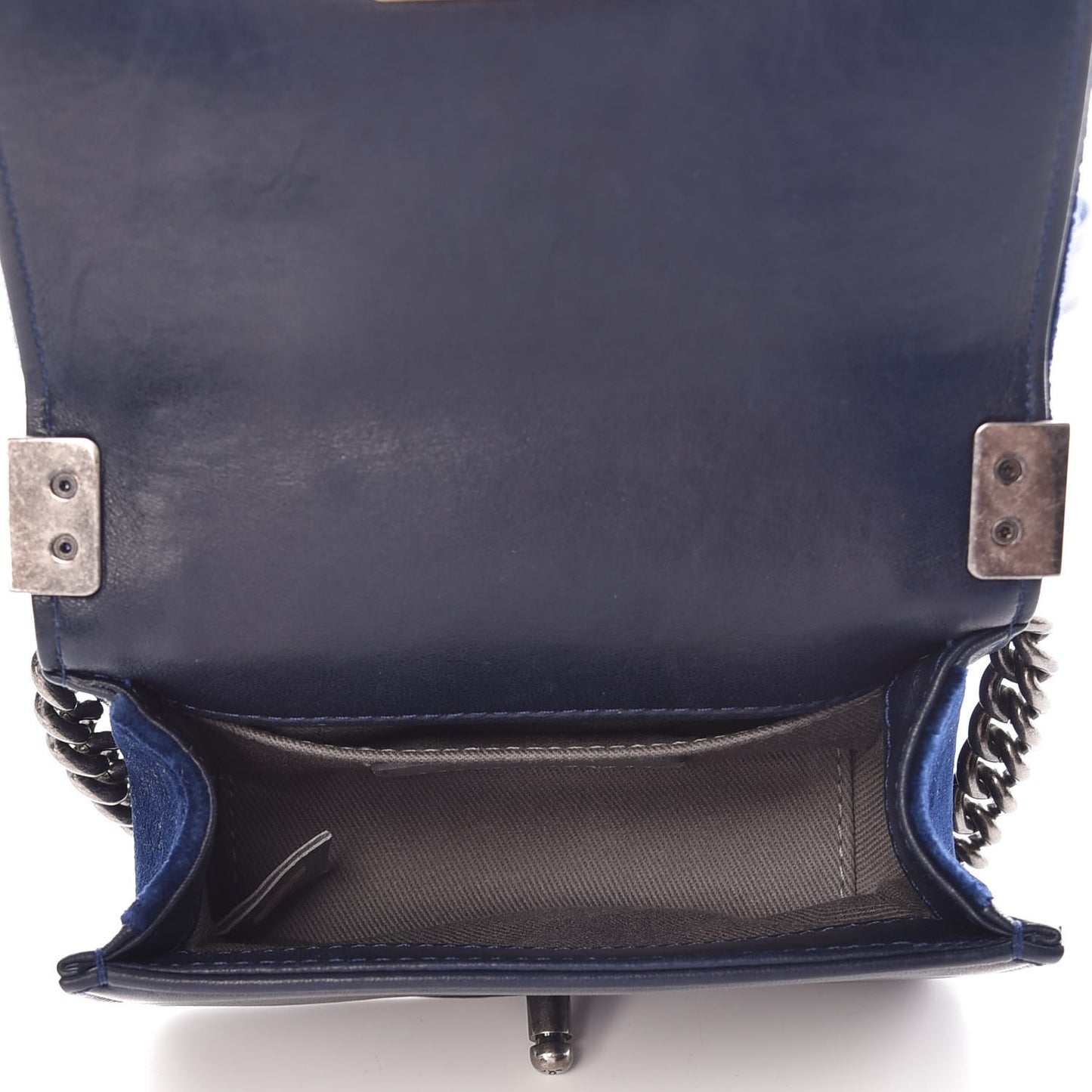 Velvet Quilted Mini Boy Flap Blue