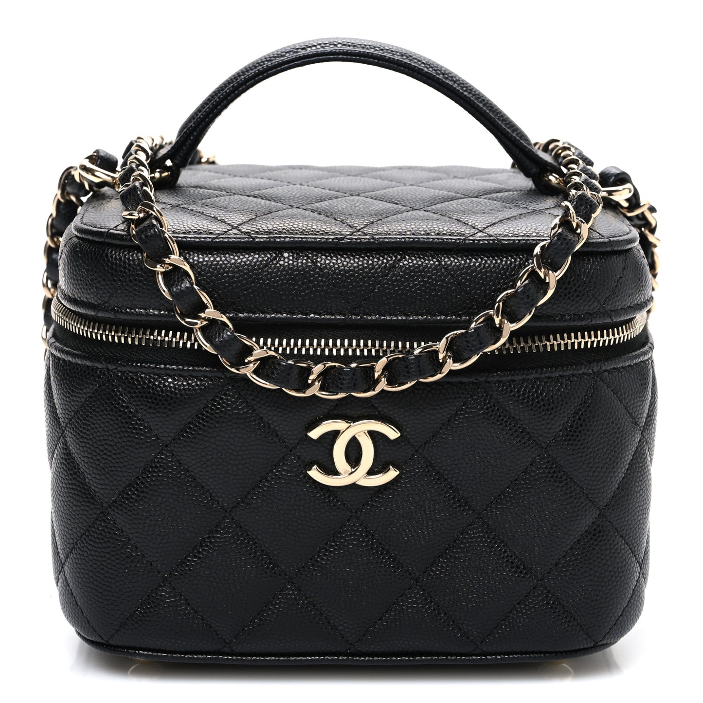 Caviar Quilted Small CC Vanity Case Black Black